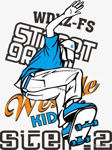 手绘街舞png素材透明免抠图片动植人物