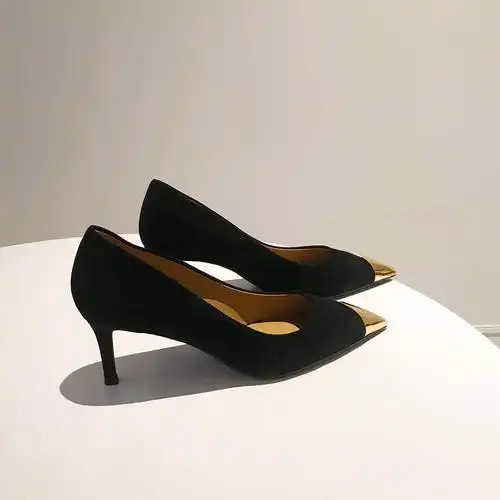 joy重磅骨子里奢味意大利真皮金属尖头单鞋女高跟鞋单鞋