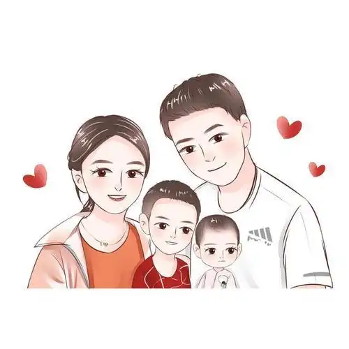 亲子头像一家四口两个儿子