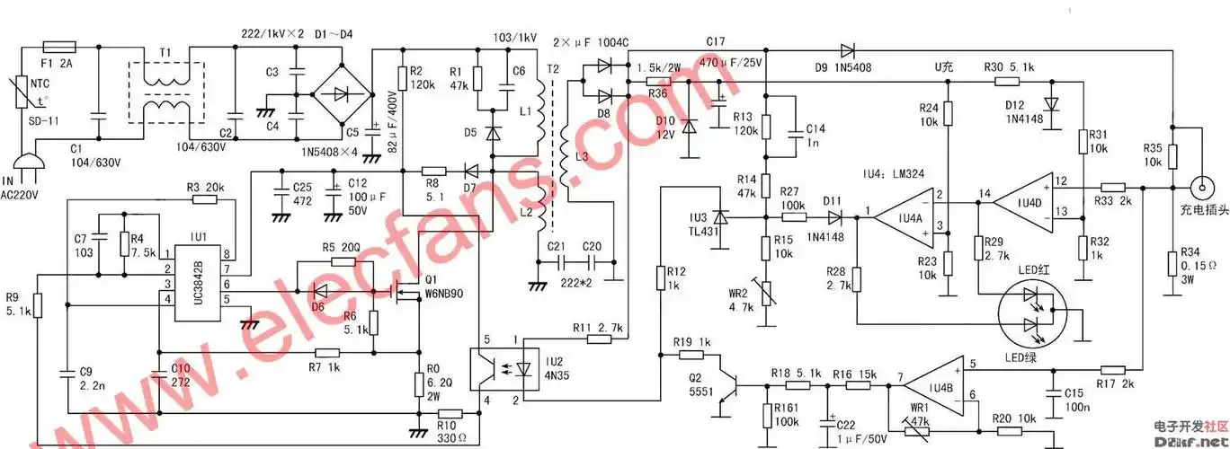 uc3842b电动车充电器电路图