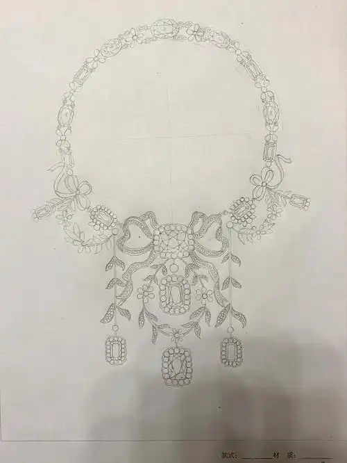 珠宝手绘临摹项链