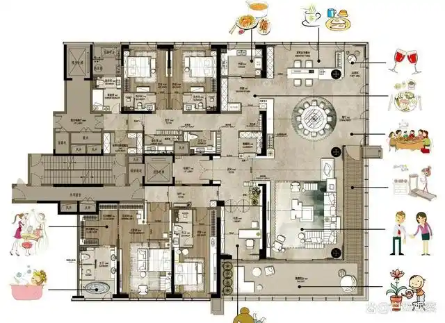 500平米空中殿堂级的奢华大平层超大活动厅展现优雅居家氛围