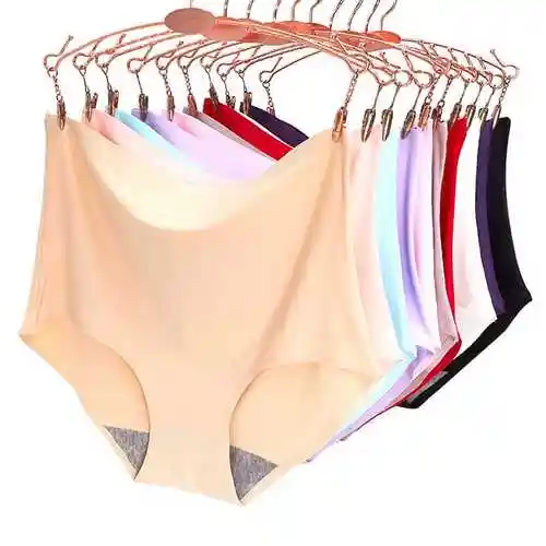 一片式无痕女内裤 高腰收腹冰丝包臀塑身冰丝女士三角内裤