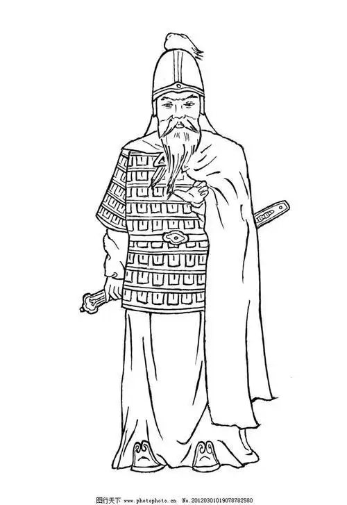 古代人物 古人 男人 盔甲 剑 秦朝 白描人物 绘画书法长城怎么画简笔