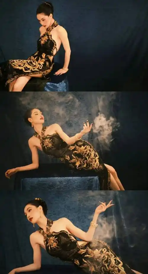 钟楚曦首次亮相戛纳红毯,身着金线点缀的黑色旗袍,惊艳全场!