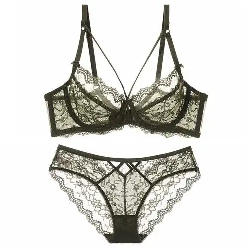 suntek性感诱惑蕾丝内衣夏季天超薄款聚拢大胸显小透明情趣文胸罩骚