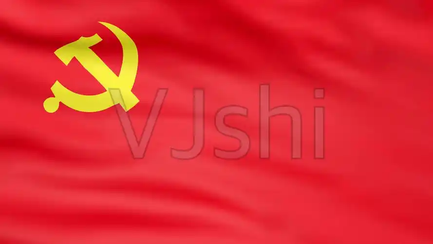 4k红色党旗旗子飘动视频素材-无缝循环