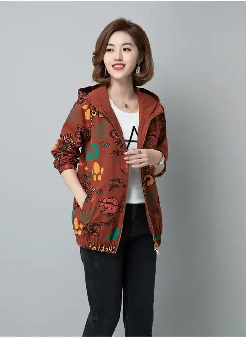 中老年春秋外套女短款妈妈秋装上衣新款中年50岁薄款洋气夹克灰色m