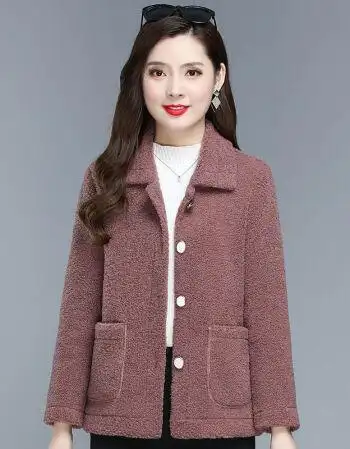 百搭新款羊羔绒开衫上衣秋冬季休闲夹克时尚宽松豆沙色xl105斤以内