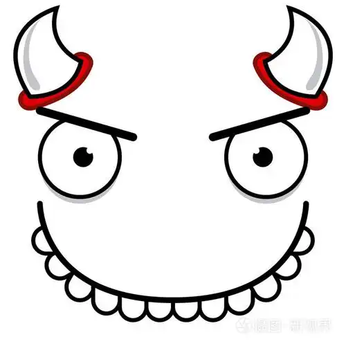 矢量可爱的卡通恶魔微笑的脸