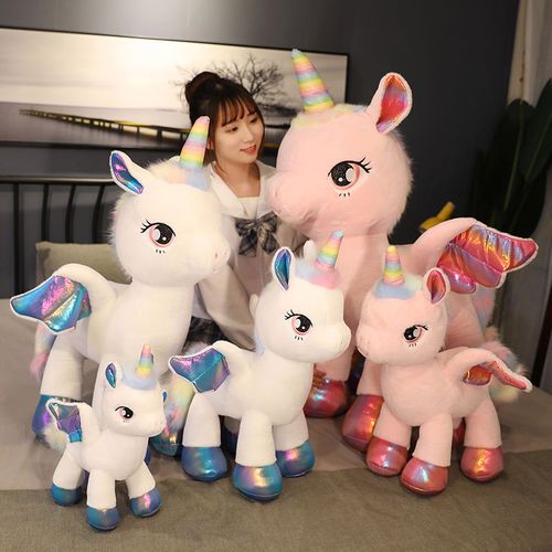 可爱彩虹独角兽公仔网红飞马玩偶儿童床上布娃娃抱枕生日礼物女生