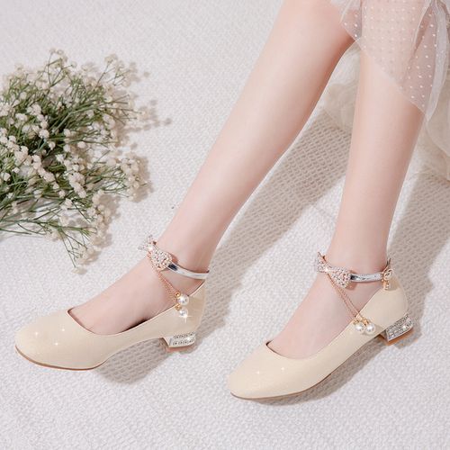 女童公主2021春夏新款儿童表演出走学生高跟中大皮鞋