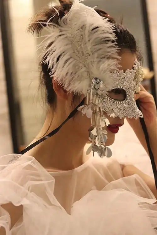 蒙面唱将猜猜猜面具定制 假面女凰威尼斯名媛蕾丝面纱面具私人派对