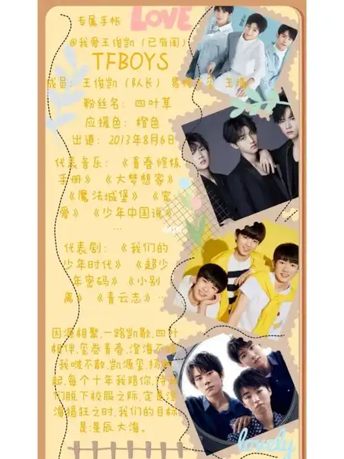 我爱王俊凯(已有闺)专属手帐 因源相聚,一路凯歌,四叶相伴,玺卷青春