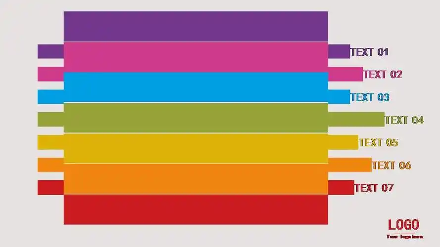 彩色七方条个性ppt模板