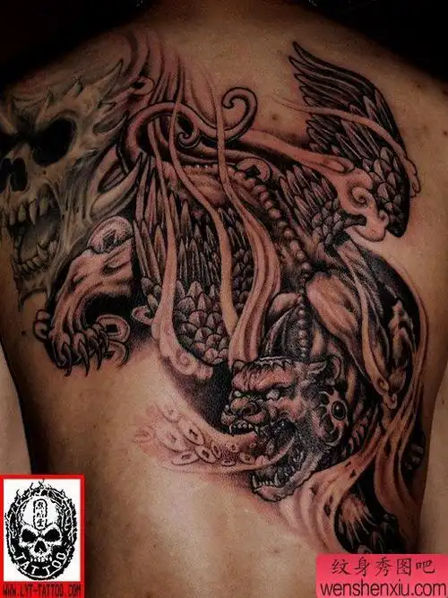 貔貅莲花纹身图案图片tag标签:麒麟麒麟貔貅火麒麟纹身图片及其意义