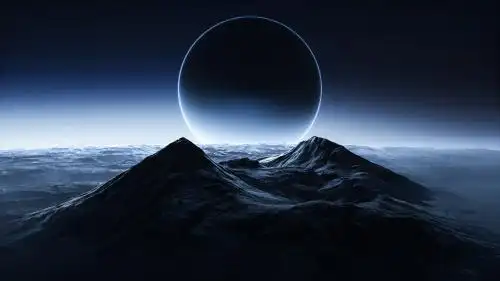 宇宙科幻超现实山峰鸟瞰星球科技感渲染背景