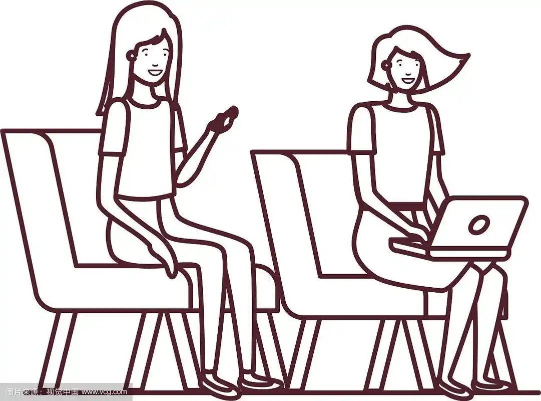 侧影女人坐在白色的椅子上