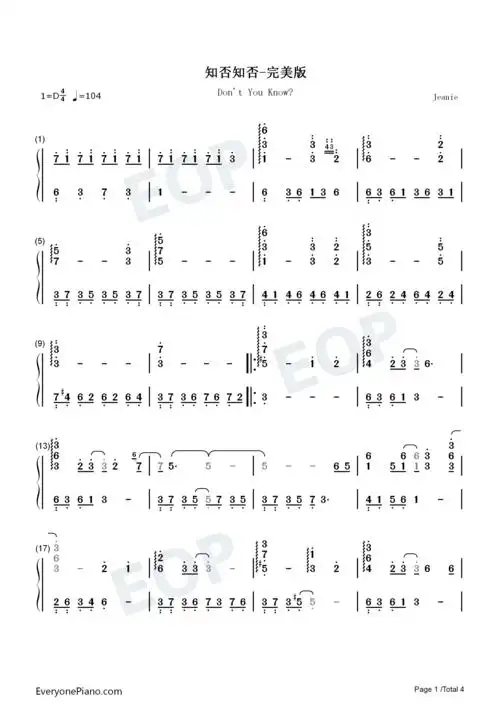 知否知否-完美版双手简谱预览1