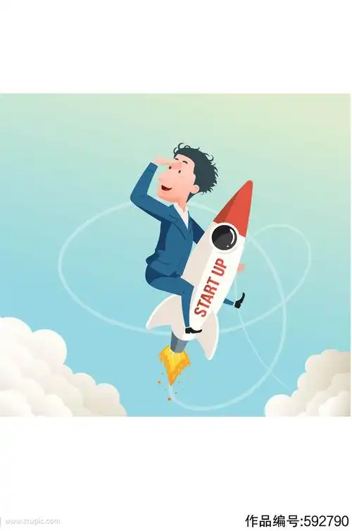 创意坐火箭升空的男子矢量图