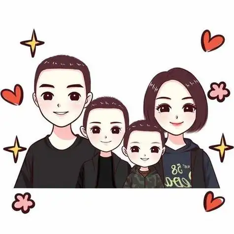 一家四口的微信头像两儿子卡通 卡通头像图片大全 -【爱个性】