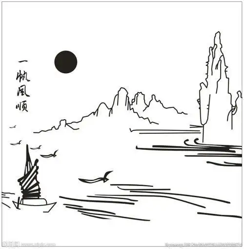 山水画简笔画桂林