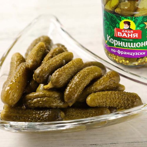 俄罗斯酸黄瓜西餐下饭菜原装进口瓦尼亚老爹瓶装腌制黄瓜青瓜罐头