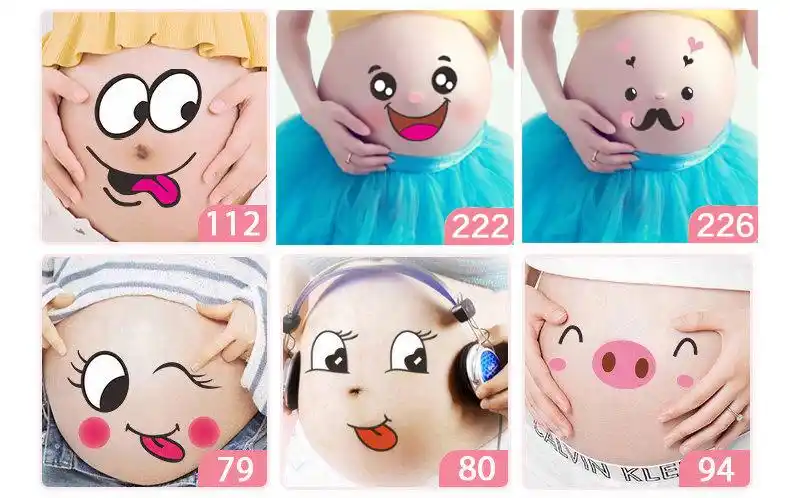 孕妇照肚皮贴孕妇肚子贴纸孕大肚贴怀孕肚脐贴画影楼写真拍照道具