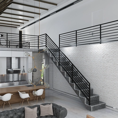 铁艺楼梯实木简约现代家用室内扶手