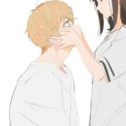 女生摸脸杀动漫情侣头像图片