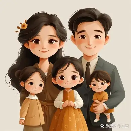 亲子头像 | 一家五口全家福三个女儿