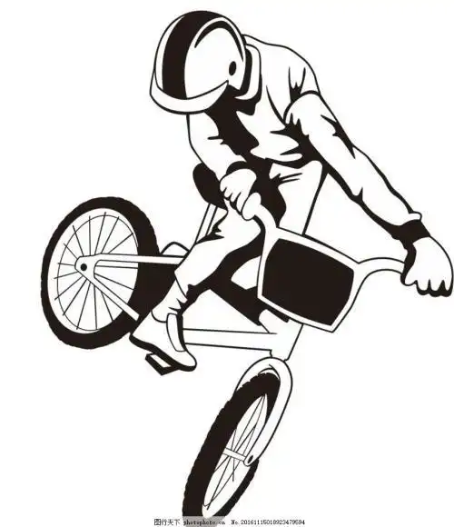 花样骑车 简笔画 线条 线描 简画 黑白画 卡通 手绘 简单手绘画