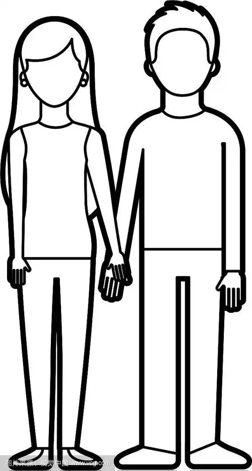 一对年轻男女手牵着手