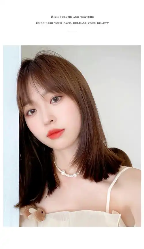 假发女长发空气刘海蕾丝内网真发全真人发锁骨发轻薄自然气质中长发全