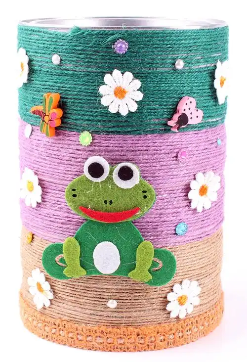 麻绳瓶子奶粉罐diy手工废物利用收纳装饰幼儿园创意花瓶制作材料