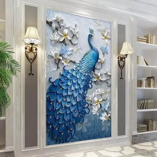 欧式玄关装饰画走廊5d立体浮雕_5d立体壁画玄关走廊过道背景墙壁纸8d