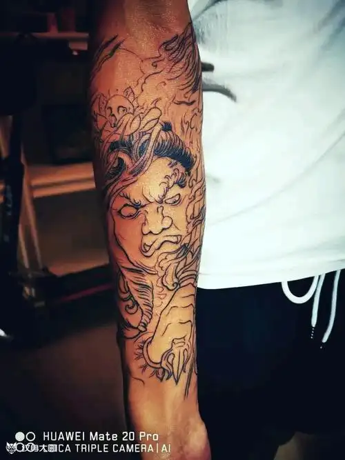 小臂冥王(未完成)_纹身图案手稿图片_ 汪秉昌的纹身作品集