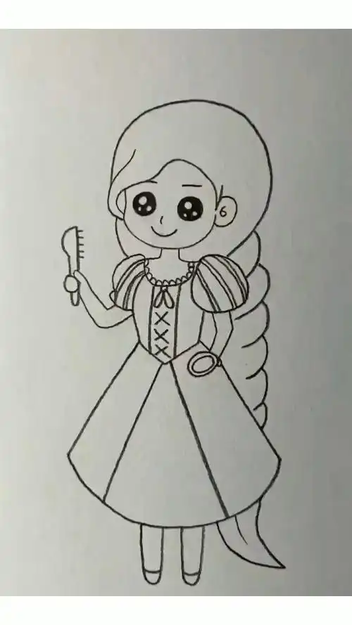 画爱梳妆打扮的长发公主