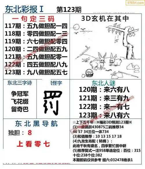 22年123期3d布衣图库图谜版总汇