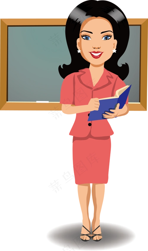 卡通教室老师讲课黑板海报png背景