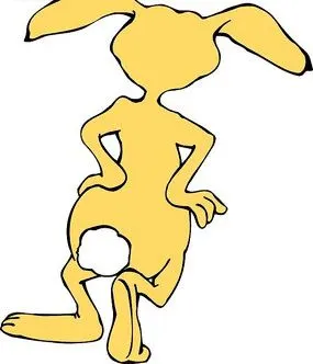 手绘黄色兔子的背影