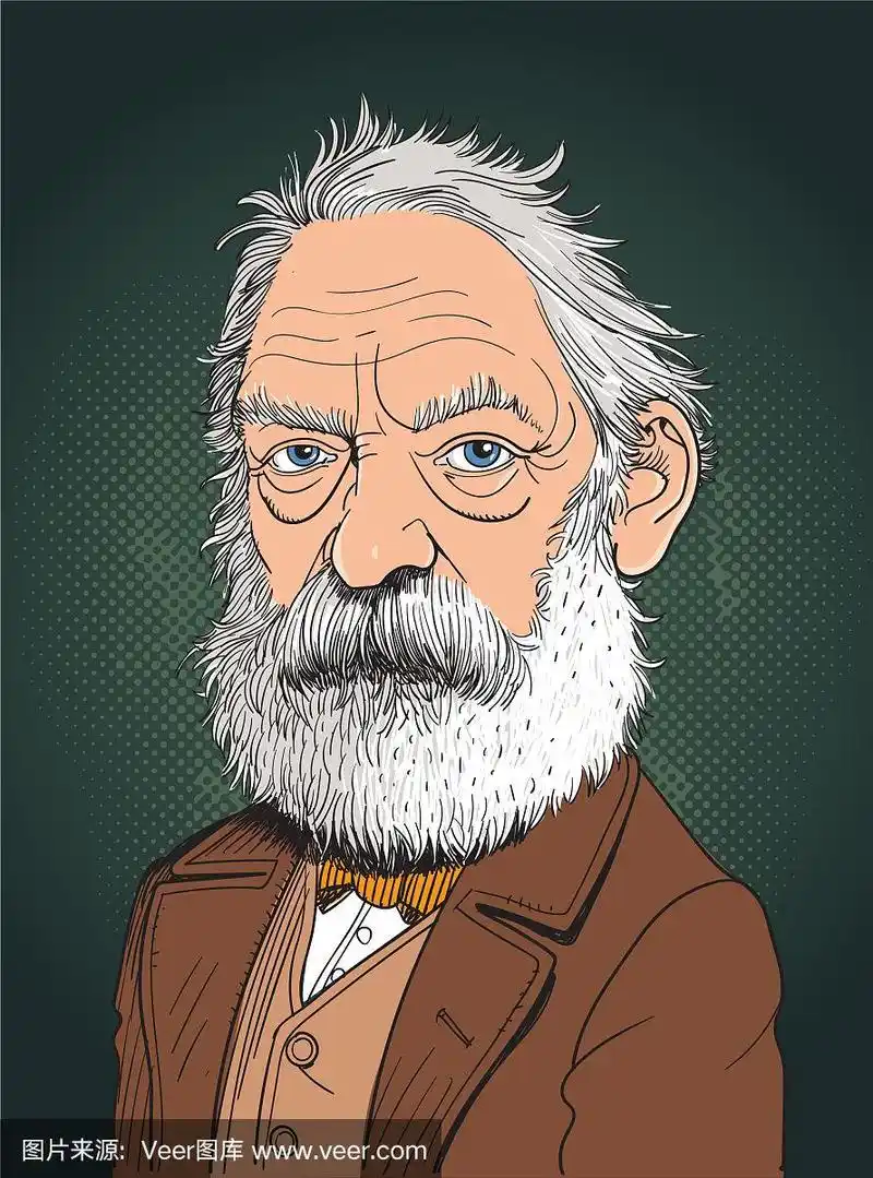维克多·雨果卡通肖像线艺术