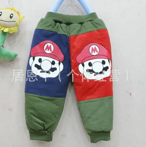 冬季儿童棉裤批发 卡通超级玛丽灯芯绒童棉裤 织里小童装k33