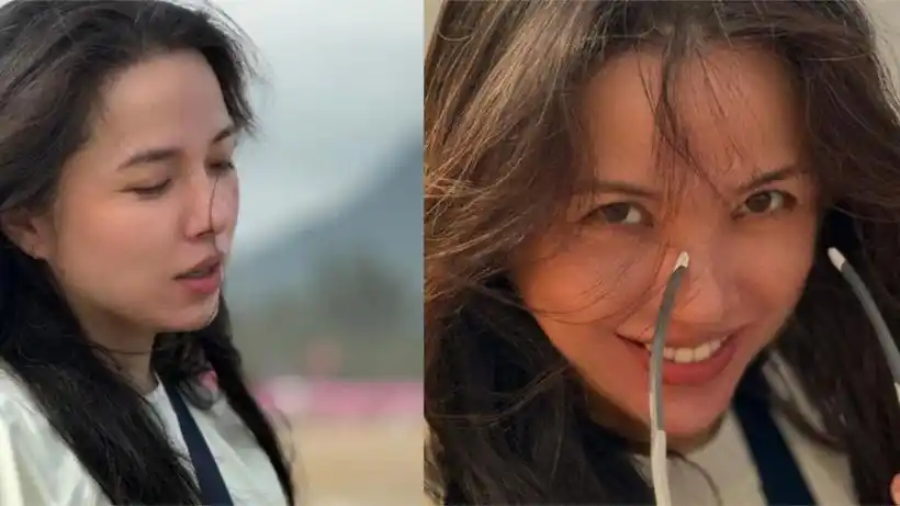 靳东老婆晒近照素颜怼脸颜值超能打脸上没皱纹却已满头白发