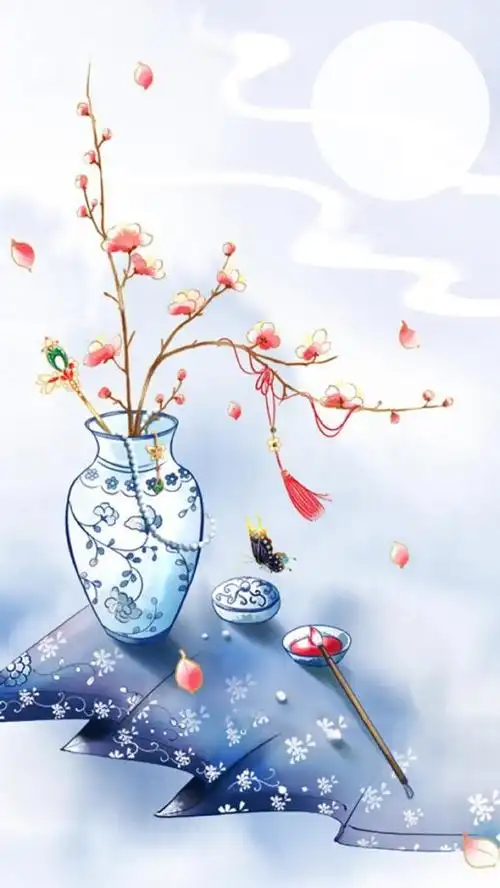 唯美有意境的古风背景图片 烟雨楼中伊人