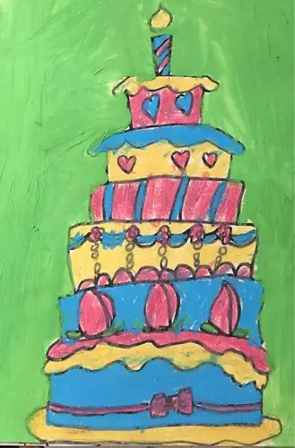 2018年秋季小画家们的第五课作品《漂亮的生日蛋糕》