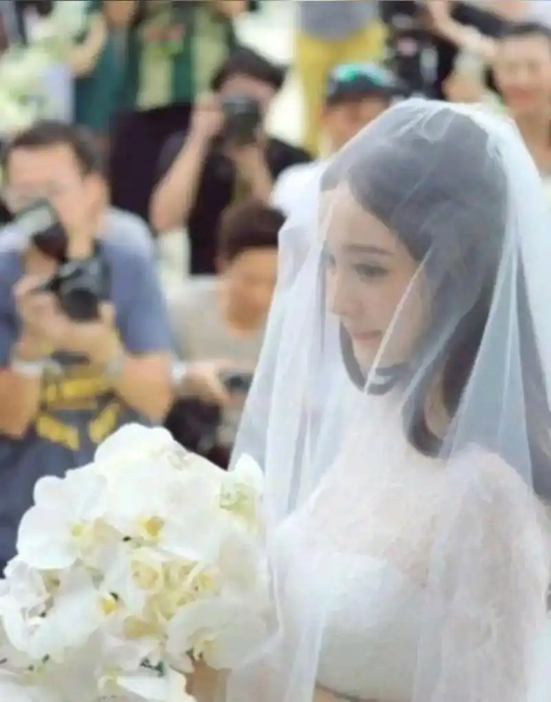 杨幂结婚时穿着婚纱的造型真的是美极了,当时大家都以为她是嫁给了