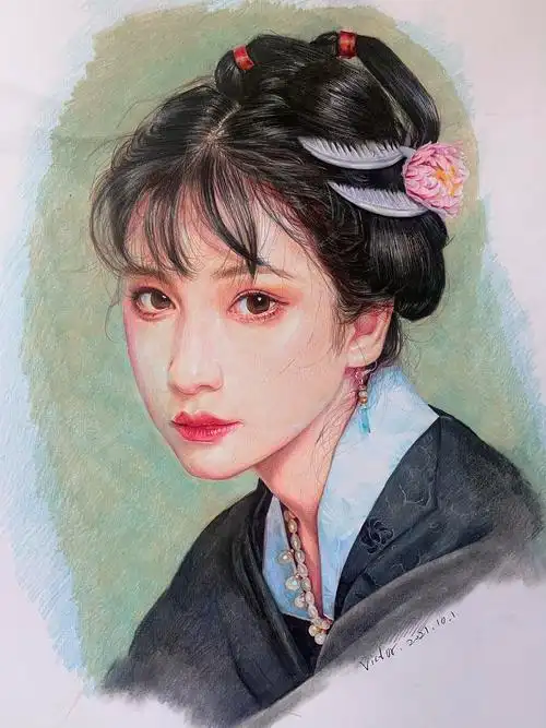 彩铅古风少女|纯艺术|绘画|z59248830 - 原创作品 - 站酷 (zcool)