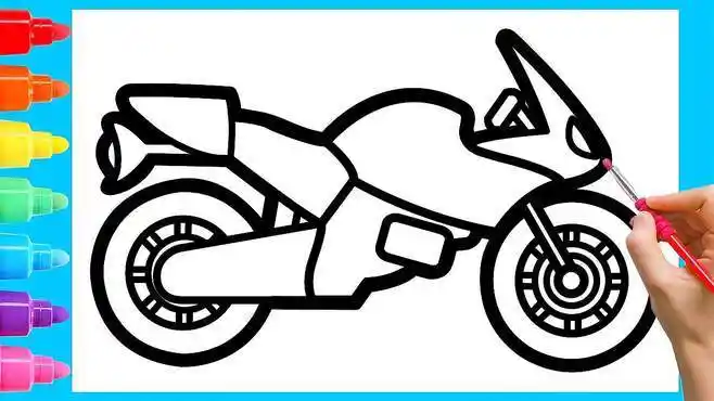 帅气有迷人的摩托车简笔画教程,超级好画,也超级好上颜色-母婴亲子