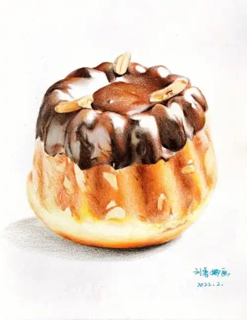 彩铅巧克力蛋糕,彩铅蛋糕,彩铅美食,彩铅静物#彩铅  #彩铅手绘  #蛋糕